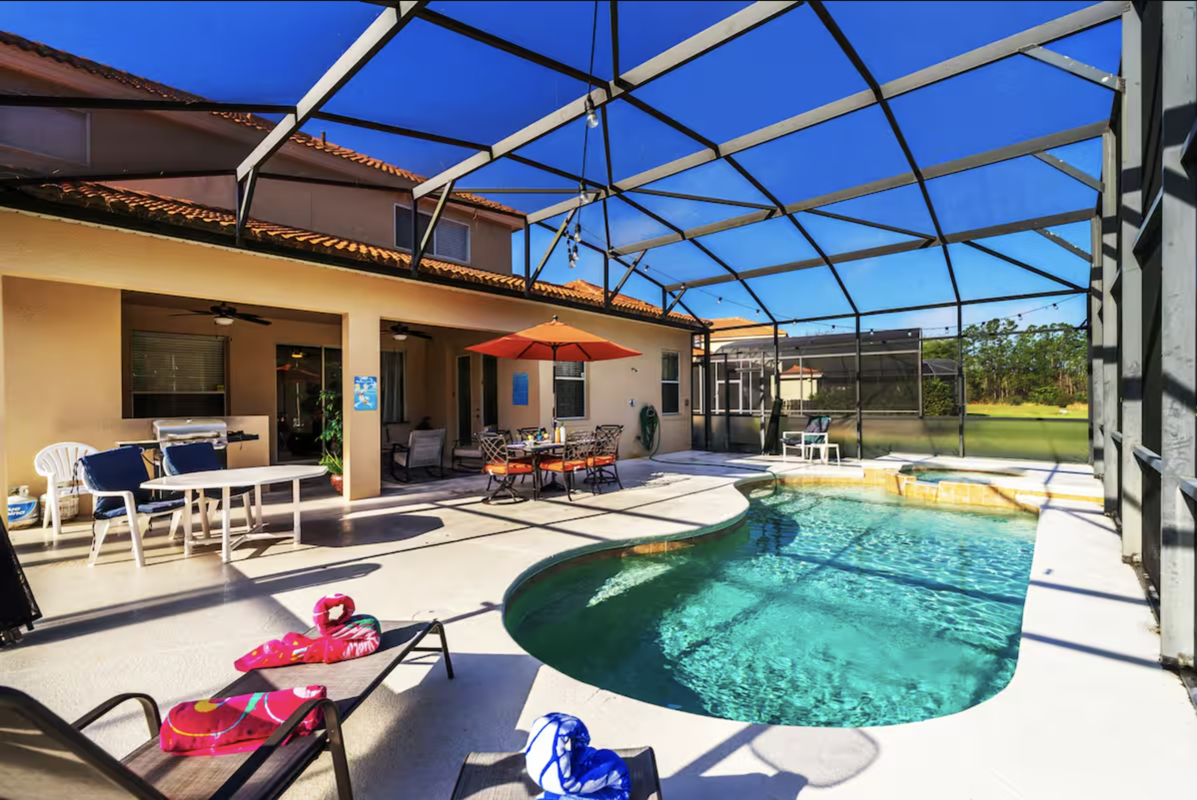 Gated 24/7/5bdr/ private pool/spa, GR/grill, 180